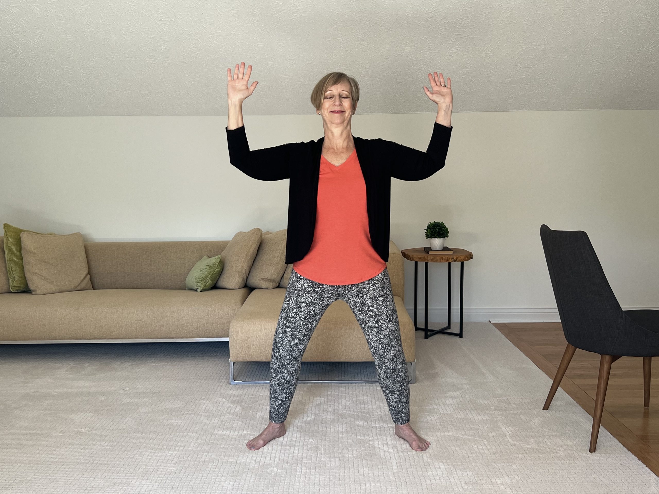 Practice the adapted goddess pose that feels comfortable,